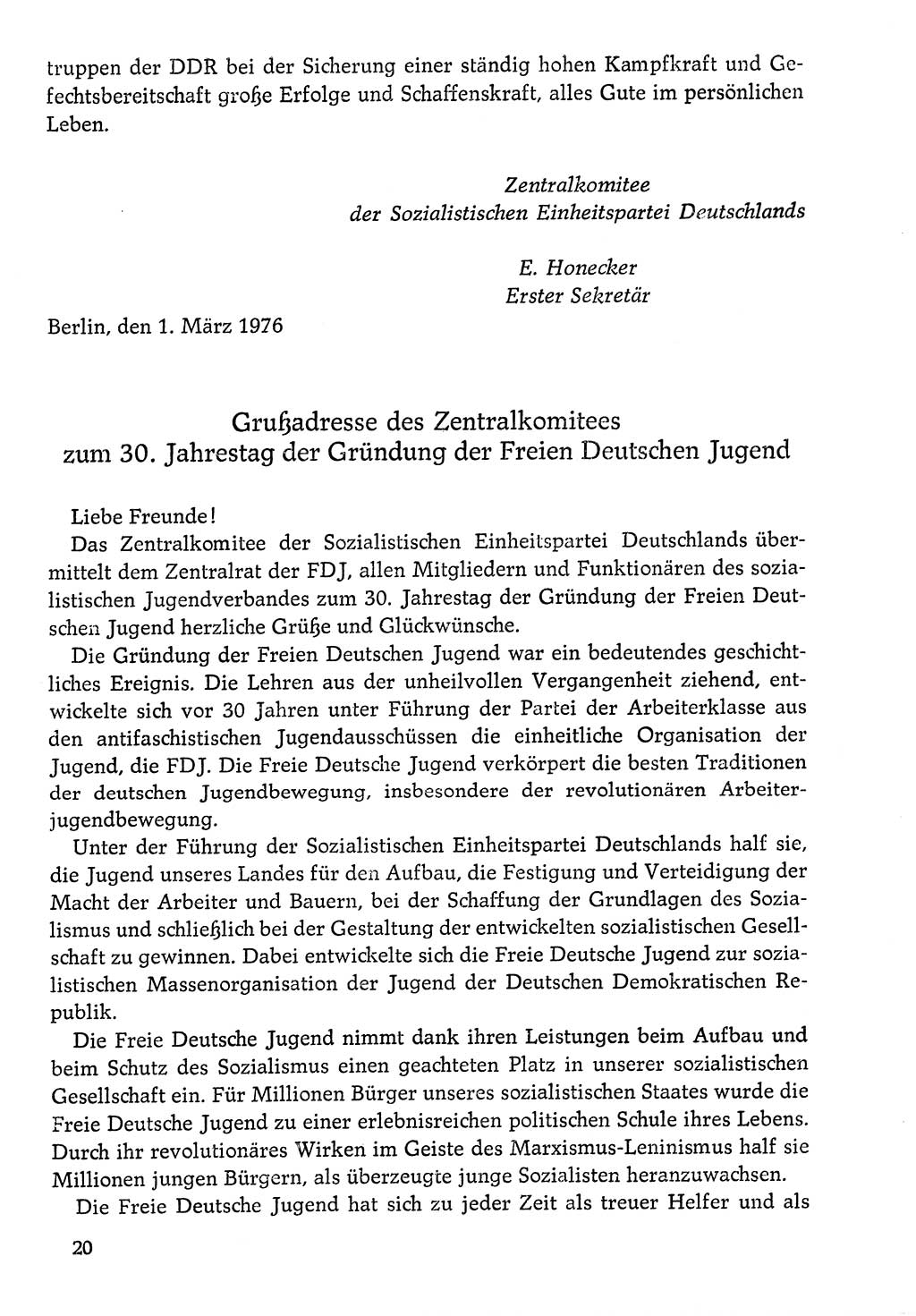 Dokumente der Sozialistischen Einheitspartei Deutschlands (SED) [Deutsche Demokratische Republik (DDR)] 1976-1977, Seite 20 (Dok. SED DDR 1976-1977, S. 20)