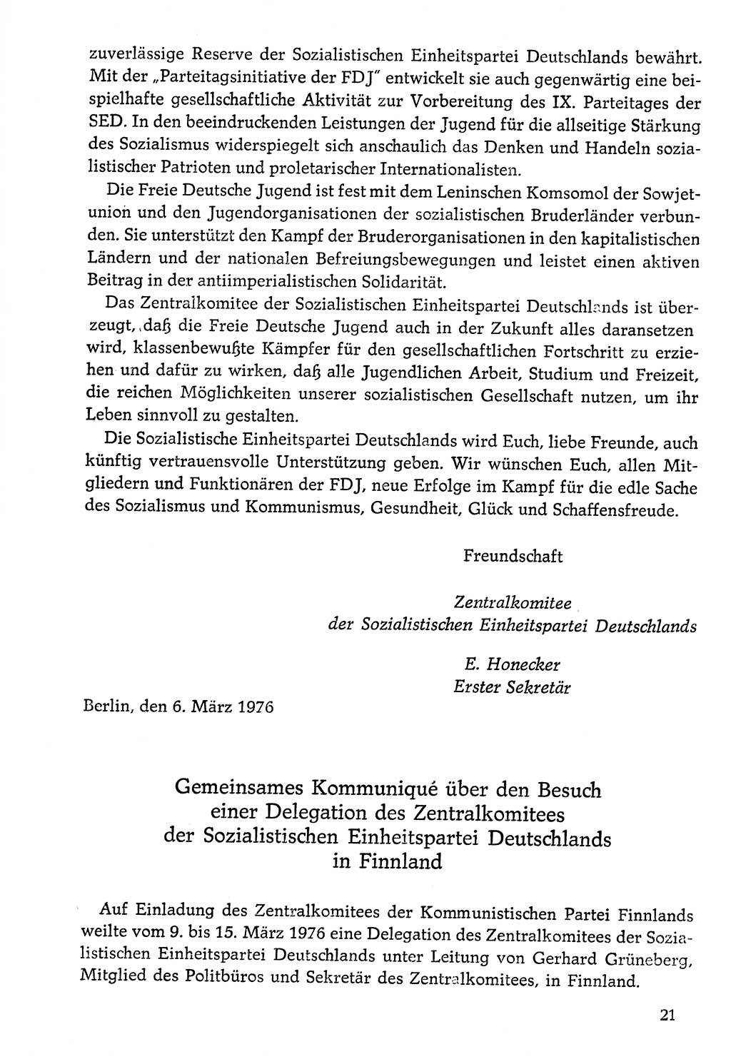 Dokumente der Sozialistischen Einheitspartei Deutschlands (SED) [Deutsche Demokratische Republik (DDR)] 1976-1977, Seite 21 (Dok. SED DDR 1976-1977, S. 21)