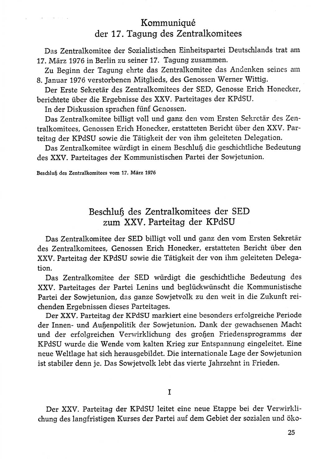 Dokumente der Sozialistischen Einheitspartei Deutschlands (SED) [Deutsche Demokratische Republik (DDR)] 1976-1977, Seite 25 (Dok. SED DDR 1976-1977, S. 25)
