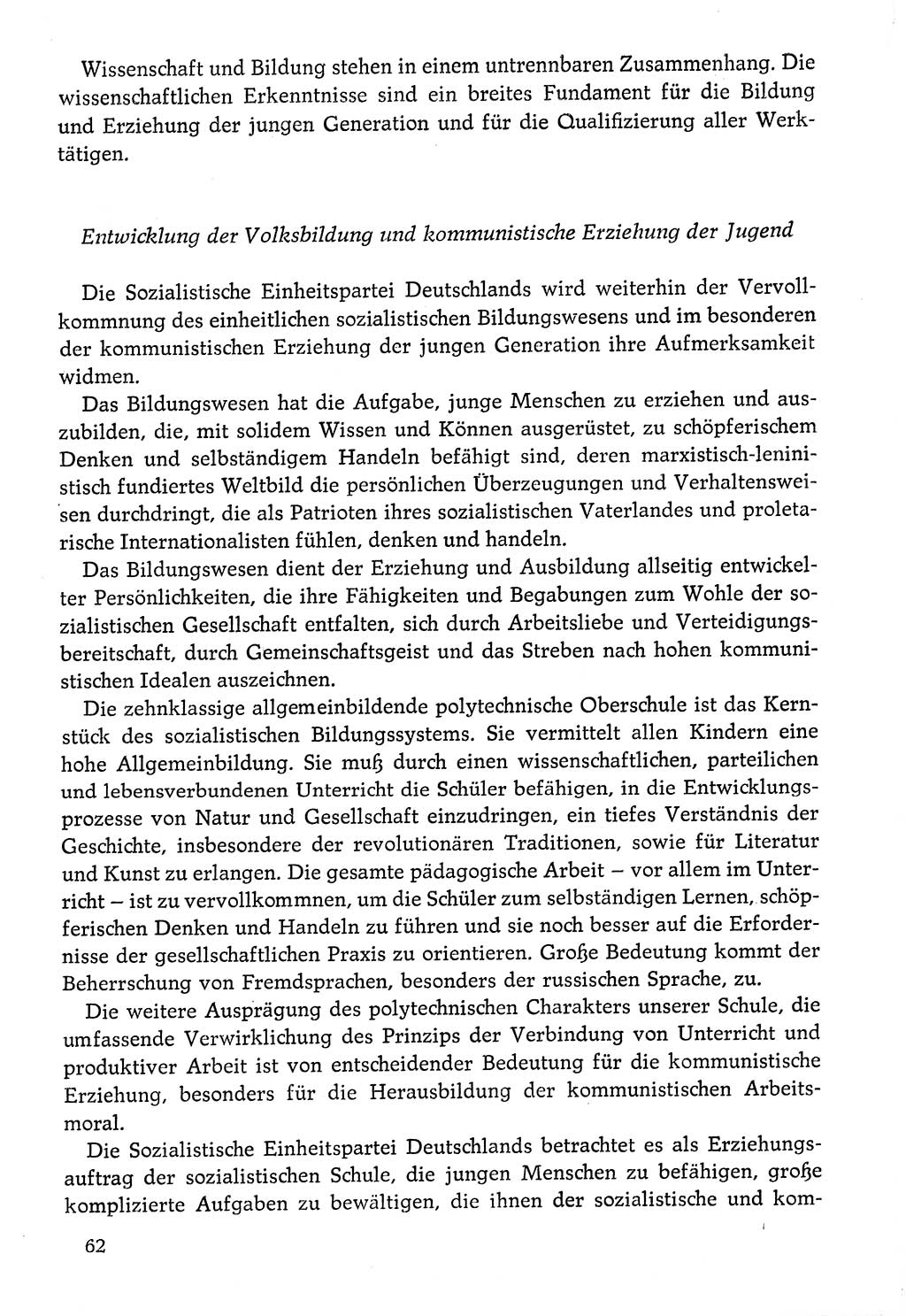 Dokumente der Sozialistischen Einheitspartei Deutschlands (SED) [Deutsche Demokratische Republik (DDR)] 1976-1977, Seite 62 (Dok. SED DDR 1976-1977, S. 62)