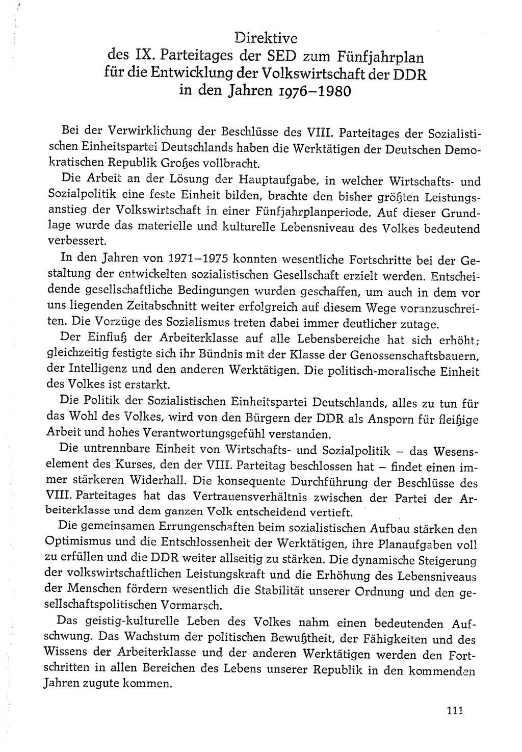 Dokumente der Sozialistischen Einheitspartei Deutschlands (SED) [Deutsche Demokratische Republik (DDR)] 1976-1977, Seite 111 (Dok. SED DDR 1976-1977, S. 111)