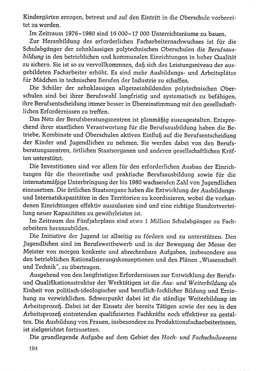 Dokumente der Sozialistischen Einheitspartei Deutschlands (SED) [Deutsche Demokratische Republik (DDR)] 1976-1977, Seite 194 (Dok. SED DDR 1976-1977, S. 194)