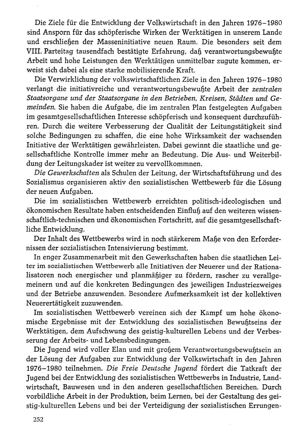 Dokumente der Sozialistischen Einheitspartei Deutschlands (SED) [Deutsche Demokratische Republik (DDR)] 1976-1977, Seite 252 (Dok. SED DDR 1976-1977, S. 252)