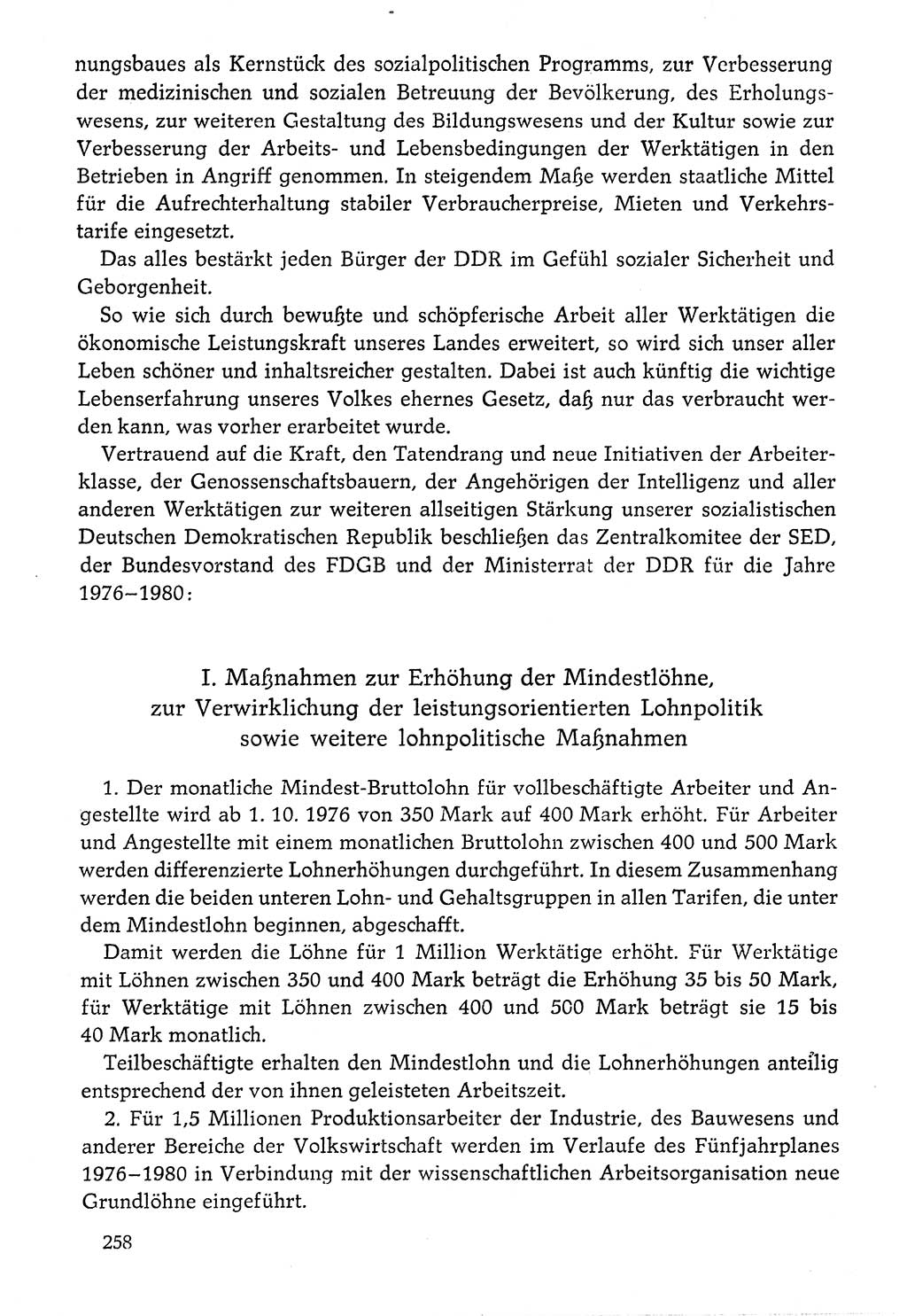 Dokumente der Sozialistischen Einheitspartei Deutschlands (SED) [Deutsche Demokratische Republik (DDR)] 1976-1977, Seite 258 (Dok. SED DDR 1976-1977, S. 258)
