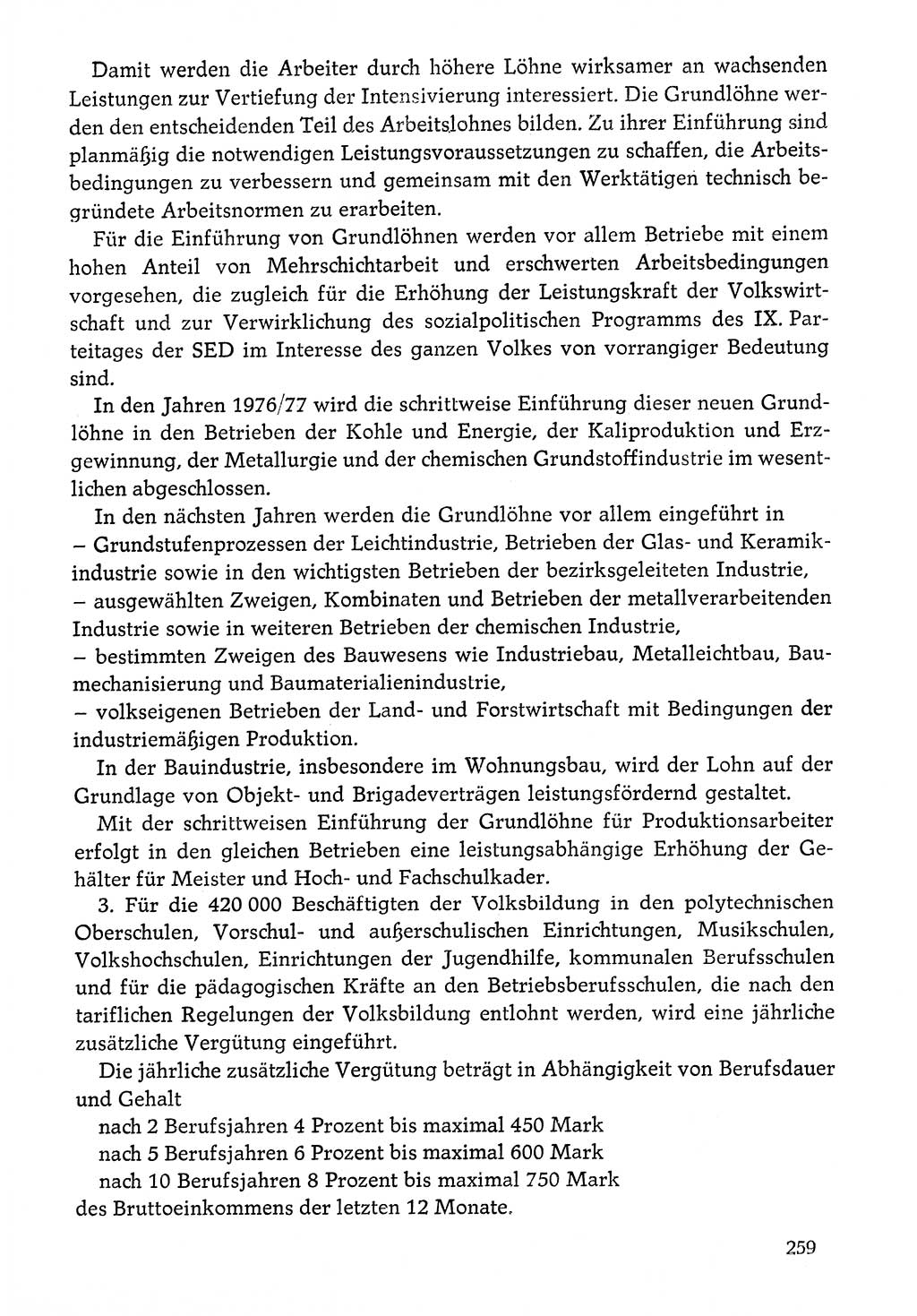 Dokumente der Sozialistischen Einheitspartei Deutschlands (SED) [Deutsche Demokratische Republik (DDR)] 1976-1977, Seite 259 (Dok. SED DDR 1976-1977, S. 259)