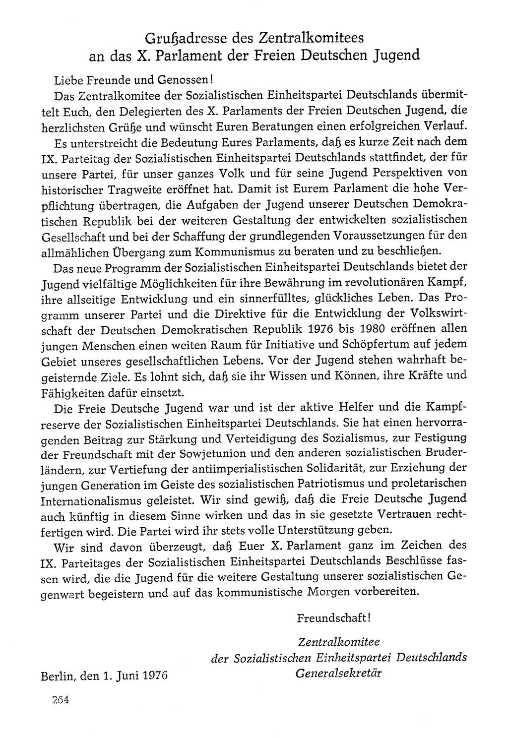 Dokumente der Sozialistischen Einheitspartei Deutschlands (SED) [Deutsche Demokratische Republik (DDR)] 1976-1977, Seite 264 (Dok. SED DDR 1976-1977, S. 264)