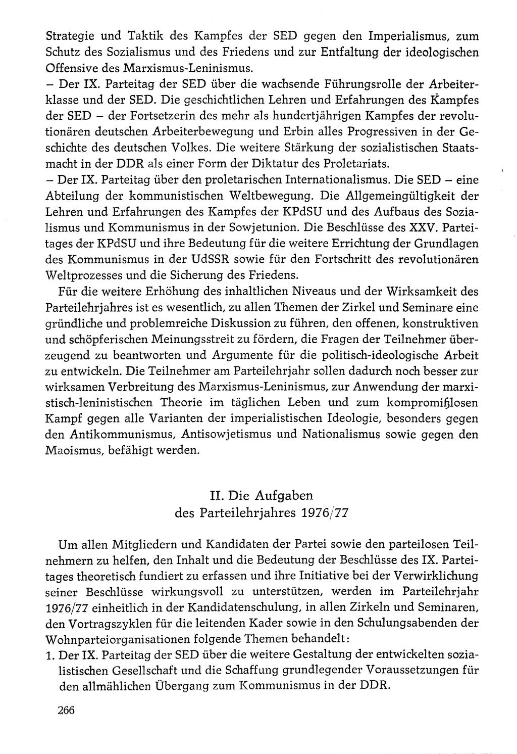 Dokumente der Sozialistischen Einheitspartei Deutschlands (SED) [Deutsche Demokratische Republik (DDR)] 1976-1977, Seite 266 (Dok. SED DDR 1976-1977, S. 266)