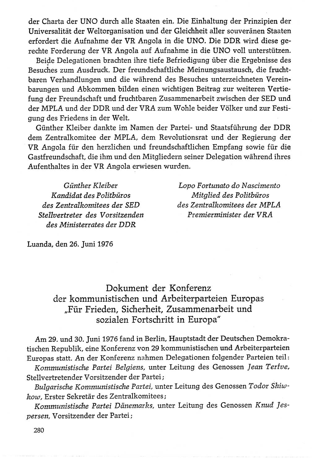Dokumente der Sozialistischen Einheitspartei Deutschlands (SED) [Deutsche Demokratische Republik (DDR)] 1976-1977, Seite 280 (Dok. SED DDR 1976-1977, S. 280)