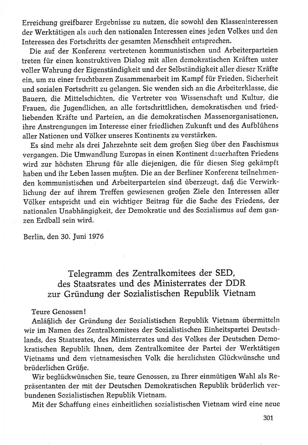 Dokumente der Sozialistischen Einheitspartei Deutschlands (SED) [Deutsche Demokratische Republik (DDR)] 1976-1977, Seite 301 (Dok. SED DDR 1976-1977, S. 301)