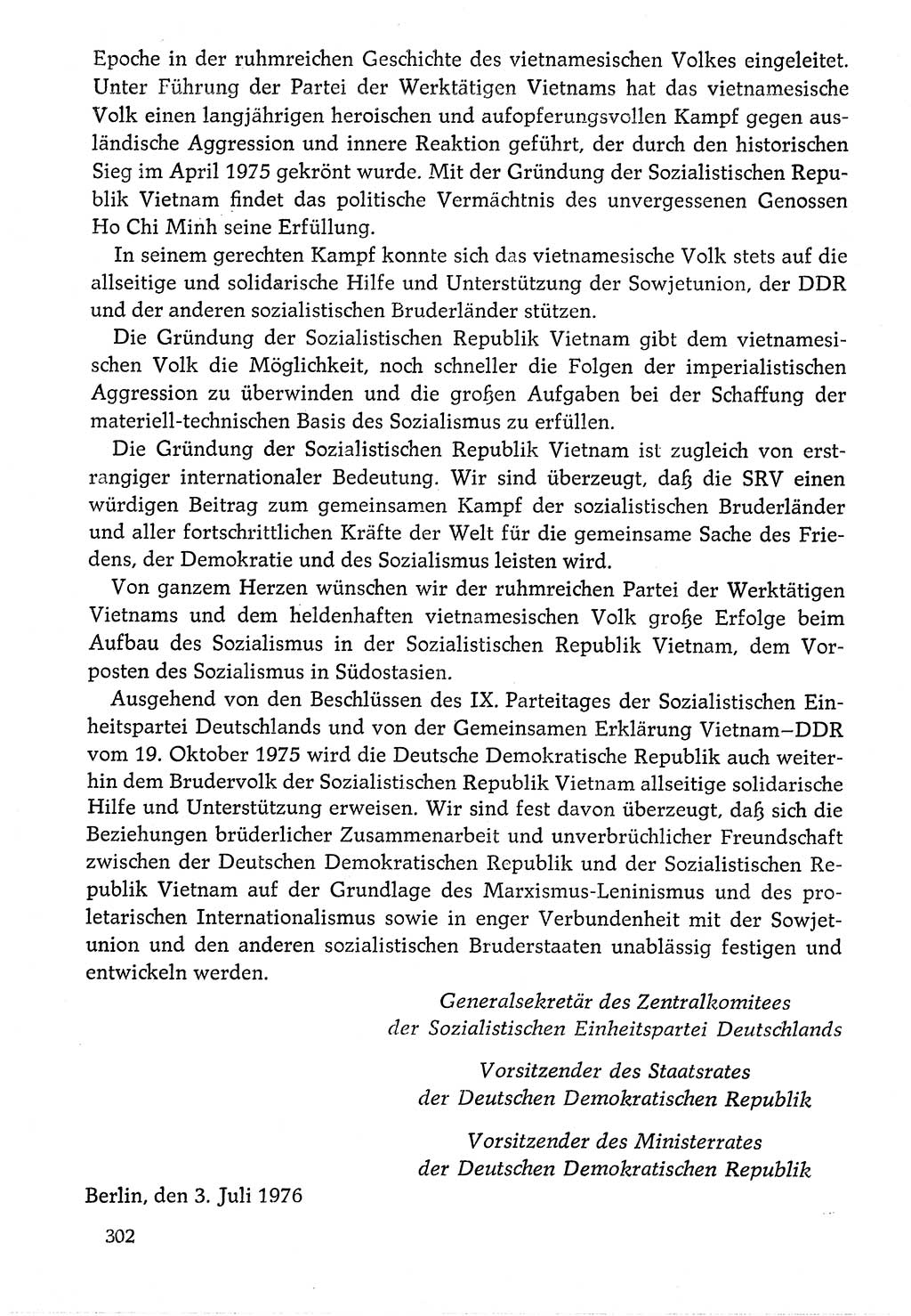 Dokumente der Sozialistischen Einheitspartei Deutschlands (SED) [Deutsche Demokratische Republik (DDR)] 1976-1977, Seite 302 (Dok. SED DDR 1976-1977, S. 302)