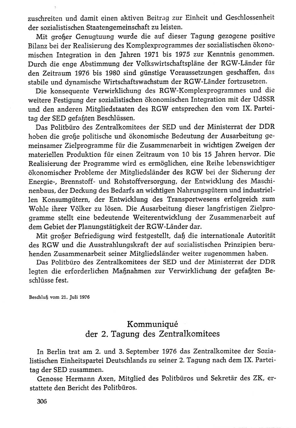 Dokumente der Sozialistischen Einheitspartei Deutschlands (SED) [Deutsche Demokratische Republik (DDR)] 1976-1977, Seite 306 (Dok. SED DDR 1976-1977, S. 306)