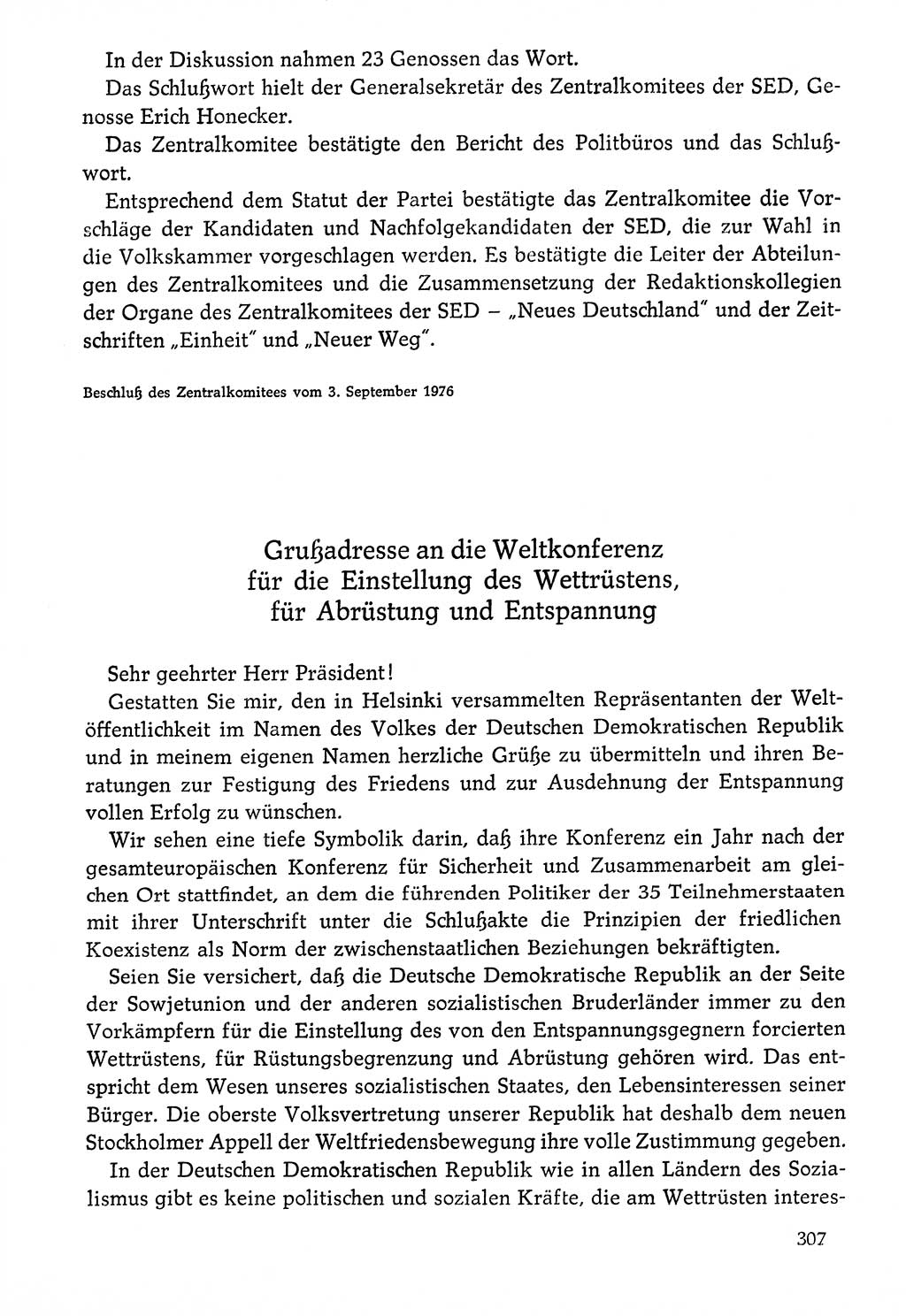 Dokumente der Sozialistischen Einheitspartei Deutschlands (SED) [Deutsche Demokratische Republik (DDR)] 1976-1977, Seite 307 (Dok. SED DDR 1976-1977, S. 307)