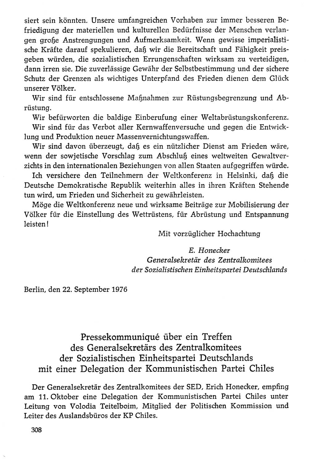 Dokumente der Sozialistischen Einheitspartei Deutschlands (SED) [Deutsche Demokratische Republik (DDR)] 1976-1977, Seite 308 (Dok. SED DDR 1976-1977, S. 308)