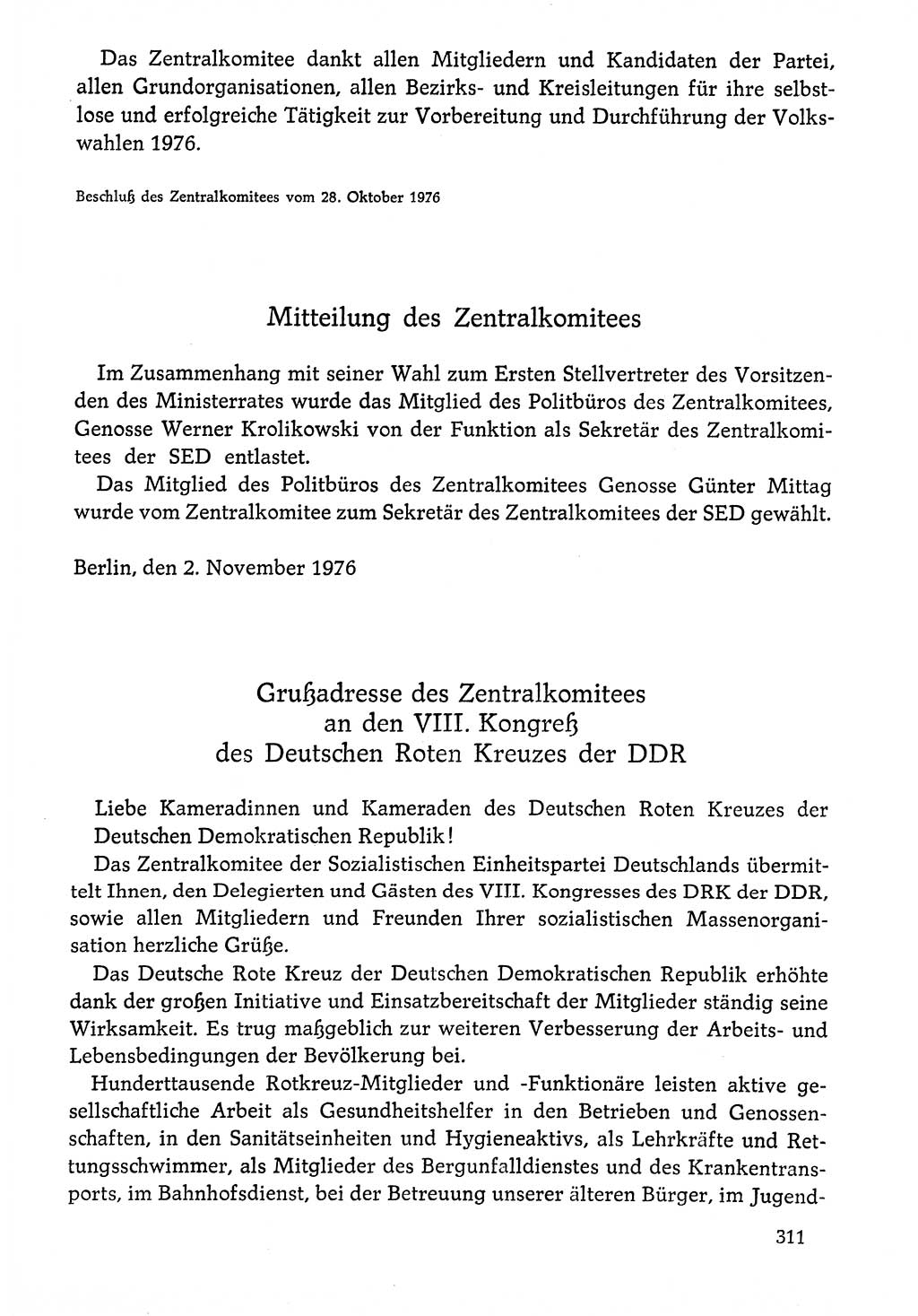 Dokumente der Sozialistischen Einheitspartei Deutschlands (SED) [Deutsche Demokratische Republik (DDR)] 1976-1977, Seite 311 (Dok. SED DDR 1976-1977, S. 311)