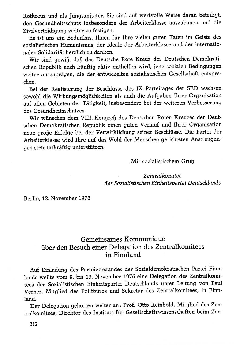 Dokumente der Sozialistischen Einheitspartei Deutschlands (SED) [Deutsche Demokratische Republik (DDR)] 1976-1977, Seite 312 (Dok. SED DDR 1976-1977, S. 312)
