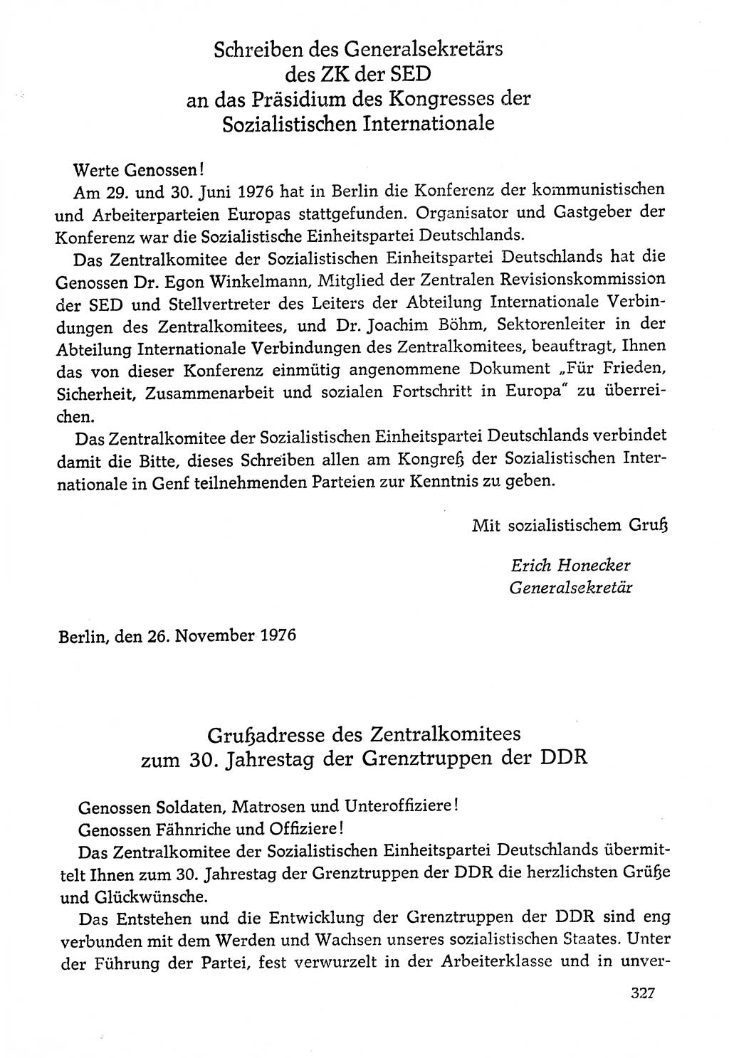 Dokumente der Sozialistischen Einheitspartei Deutschlands (SED) [Deutsche Demokratische Republik (DDR)] 1976-1977, Seite 327 (Dok. SED DDR 1976-1977, S. 327)
