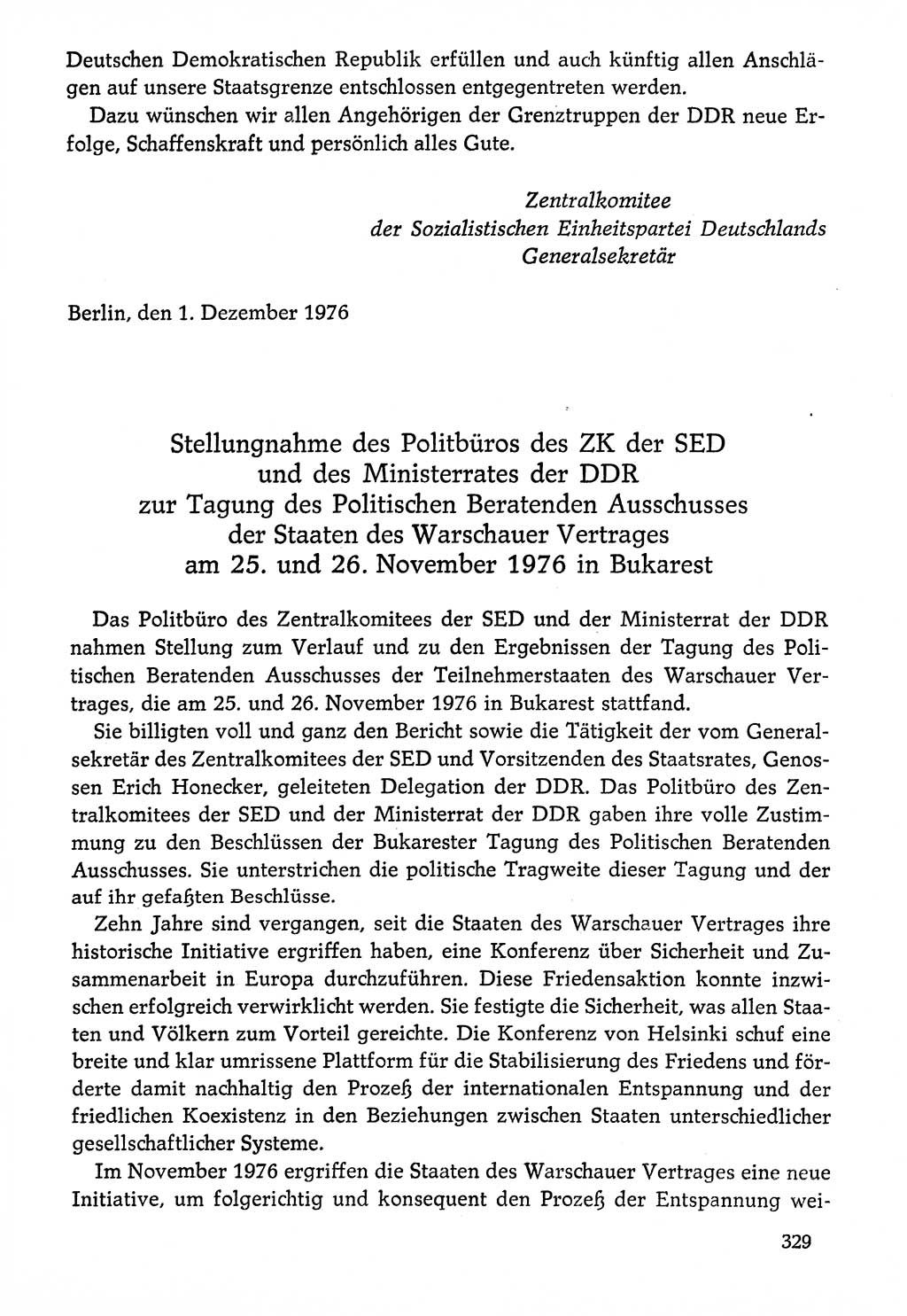 Dokumente der Sozialistischen Einheitspartei Deutschlands (SED) [Deutsche Demokratische Republik (DDR)] 1976-1977, Seite 329 (Dok. SED DDR 1976-1977, S. 329)