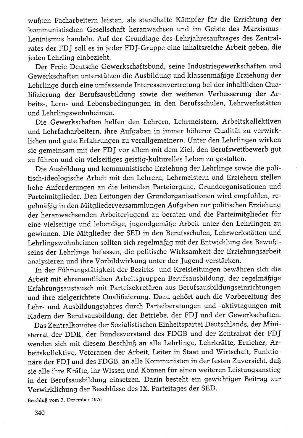 Dokumente der Sozialistischen Einheitspartei Deutschlands (SED) [Deutsche Demokratische Republik (DDR)] 1976-1977, Seite 340 (Dok. SED DDR 1976-1977, S. 340)