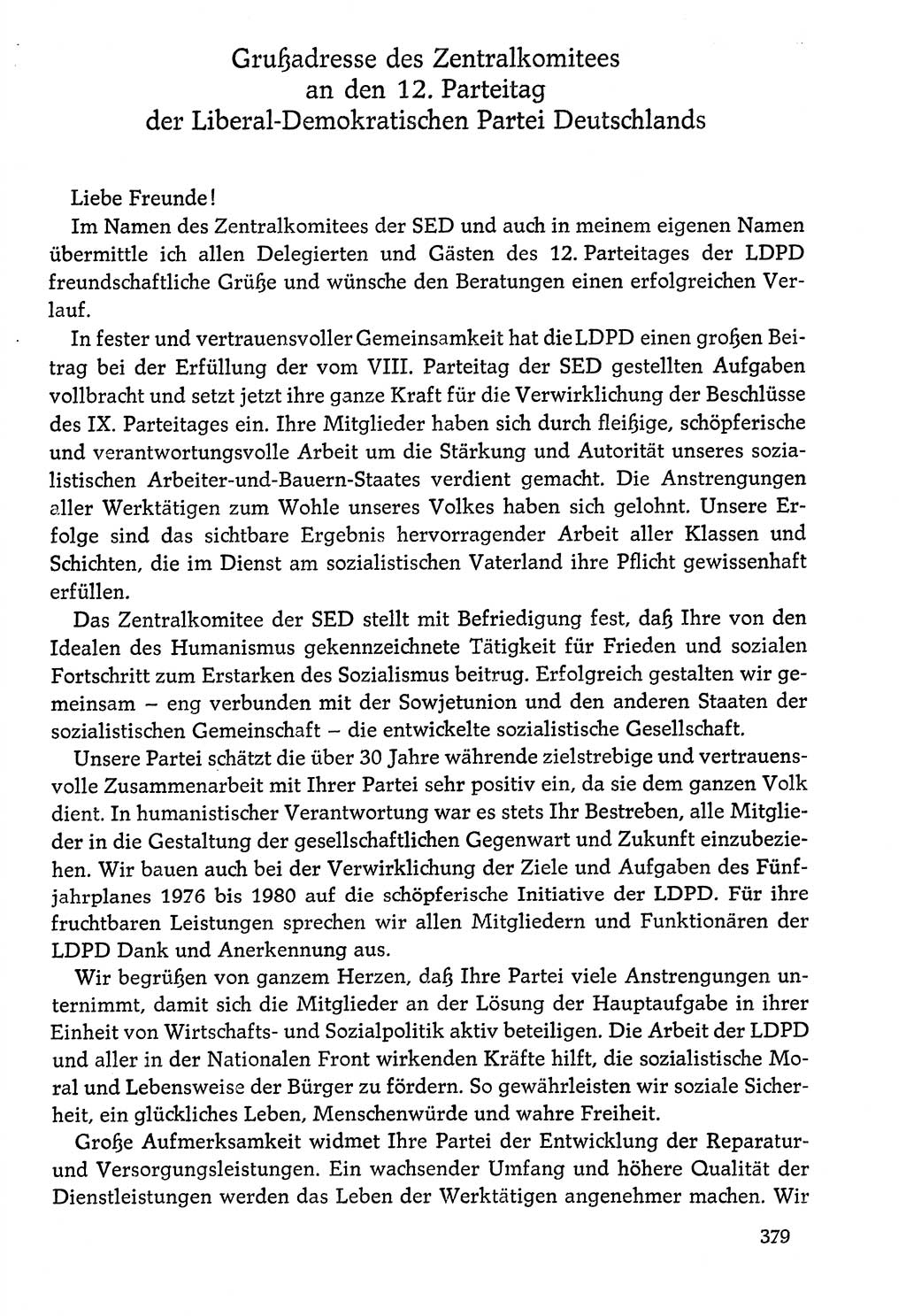 Dokumente der Sozialistischen Einheitspartei Deutschlands (SED) [Deutsche Demokratische Republik (DDR)] 1976-1977, Seite 379 (Dok. SED DDR 1976-1977, S. 379)