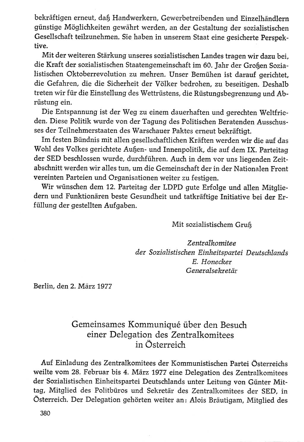 Dokumente der Sozialistischen Einheitspartei Deutschlands (SED) [Deutsche Demokratische Republik (DDR)] 1976-1977, Seite 380 (Dok. SED DDR 1976-1977, S. 380)