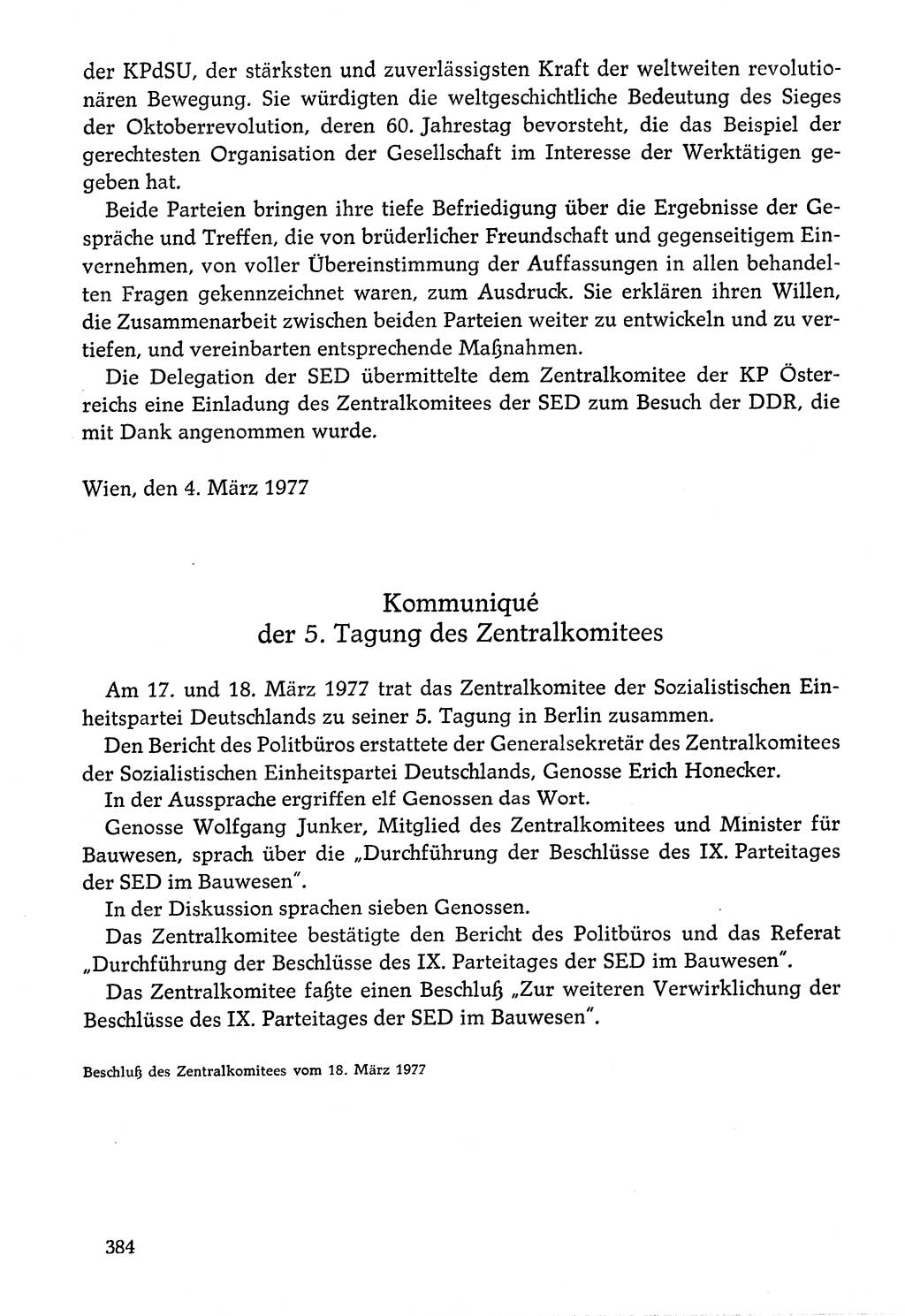 Dokumente der Sozialistischen Einheitspartei Deutschlands (SED) [Deutsche Demokratische Republik (DDR)] 1976-1977, Seite 384 (Dok. SED DDR 1976-1977, S. 384)