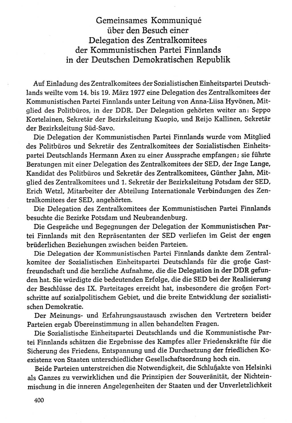 Dokumente der Sozialistischen Einheitspartei Deutschlands (SED) [Deutsche Demokratische Republik (DDR)] 1976-1977, Seite 400 (Dok. SED DDR 1976-1977, S. 400)