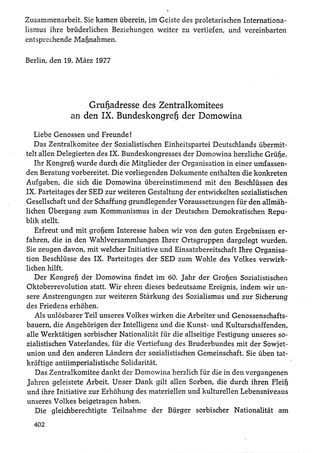 Dokumente der Sozialistischen Einheitspartei Deutschlands (SED) [Deutsche Demokratische Republik (DDR)] 1976-1977, Seite 402 (Dok. SED DDR 1976-1977, S. 402)
