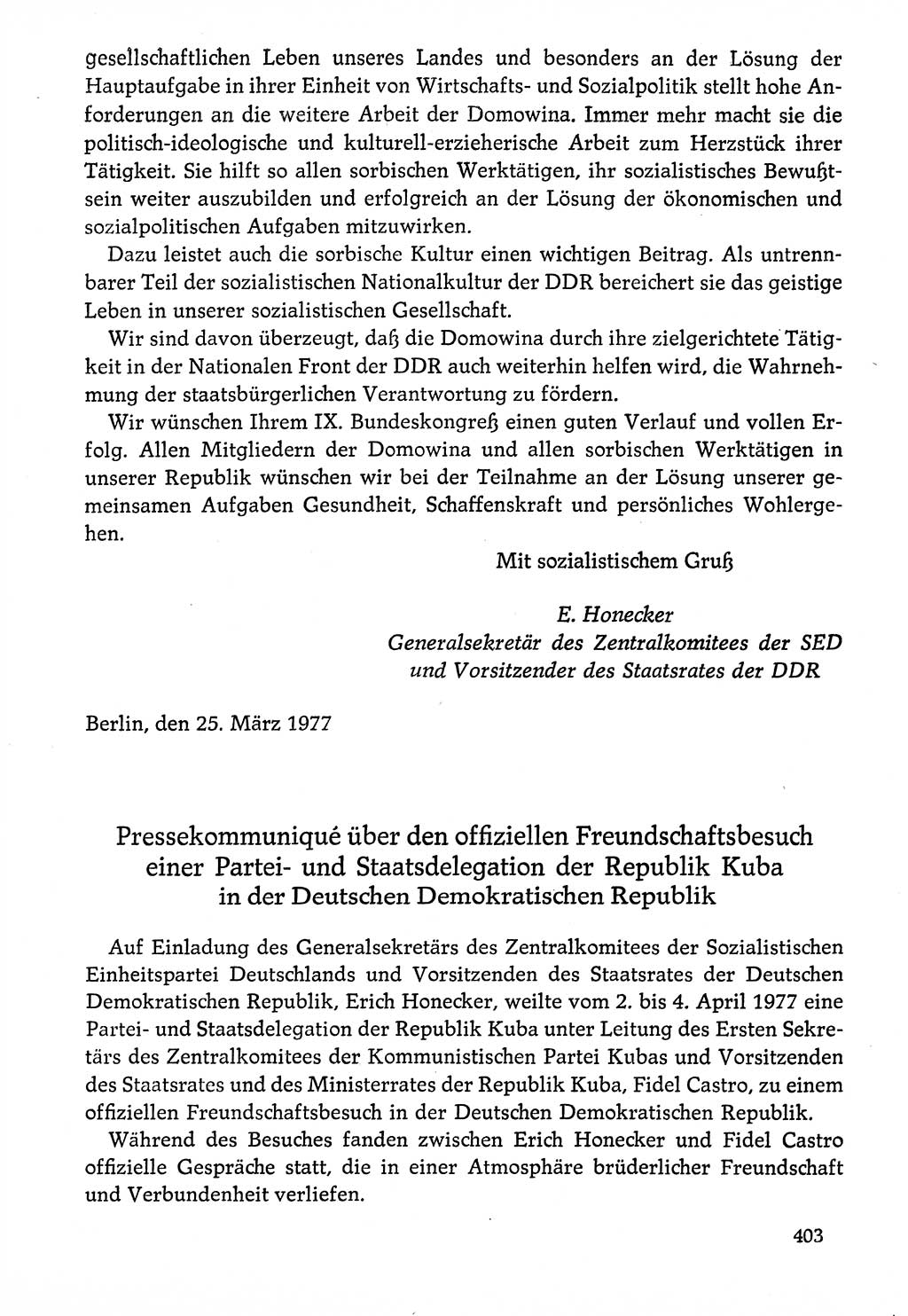 Dokumente der Sozialistischen Einheitspartei Deutschlands (SED) [Deutsche Demokratische Republik (DDR)] 1976-1977, Seite 403 (Dok. SED DDR 1976-1977, S. 403)
