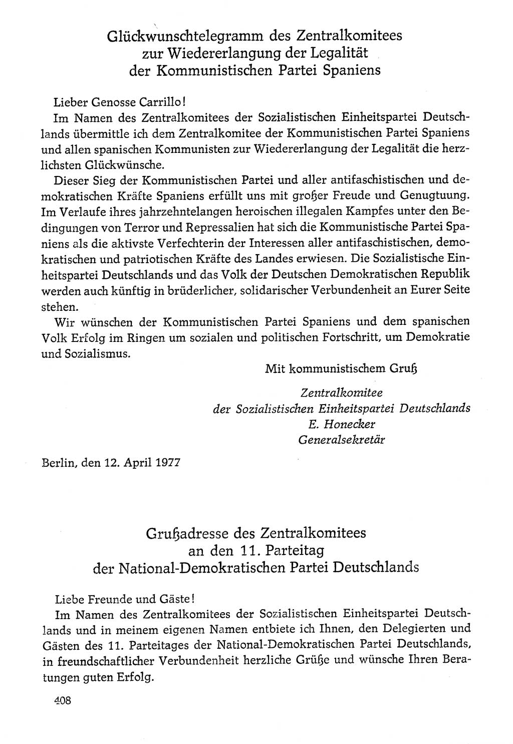 Dokumente der Sozialistischen Einheitspartei Deutschlands (SED) [Deutsche Demokratische Republik (DDR)] 1976-1977, Seite 408 (Dok. SED DDR 1976-1977, S. 408)