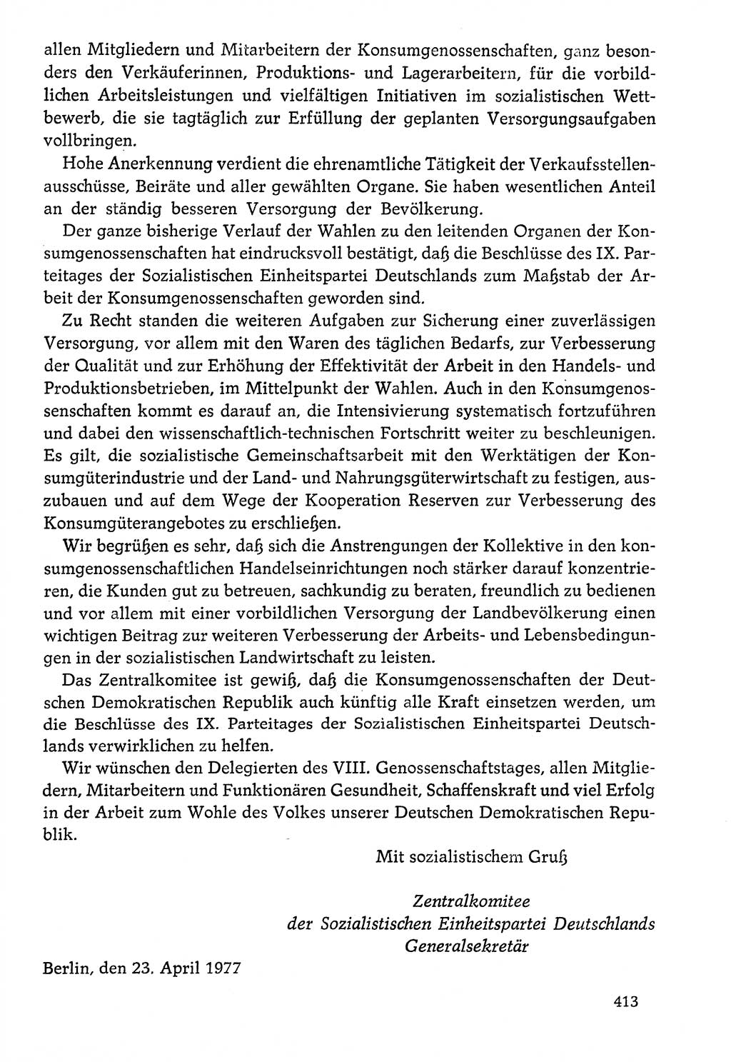 Dokumente der Sozialistischen Einheitspartei Deutschlands (SED) [Deutsche Demokratische Republik (DDR)] 1976-1977, Seite 413 (Dok. SED DDR 1976-1977, S. 413)