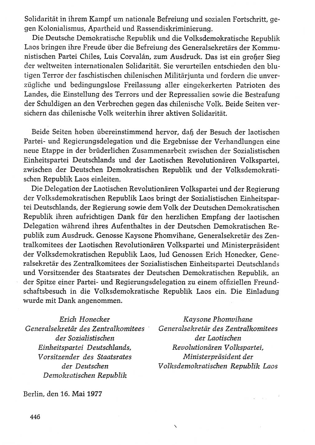 Dokumente der Sozialistischen Einheitspartei Deutschlands (SED) [Deutsche Demokratische Republik (DDR)] 1976-1977, Seite 446 (Dok. SED DDR 1976-1977, S. 446)
