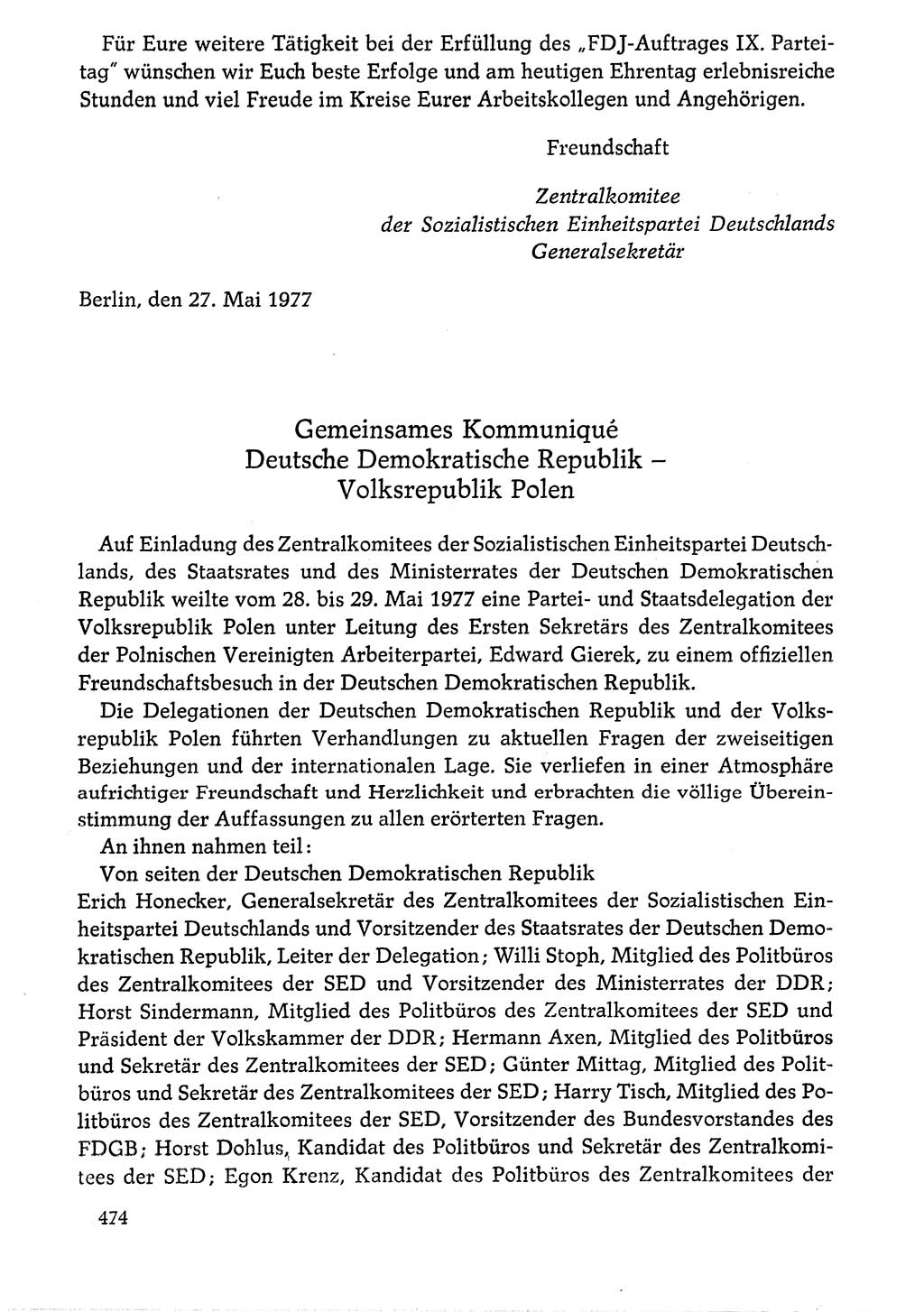 Dokumente der Sozialistischen Einheitspartei Deutschlands (SED) [Deutsche Demokratische Republik (DDR)] 1976-1977, Seite 474 (Dok. SED DDR 1976-1977, S. 474)