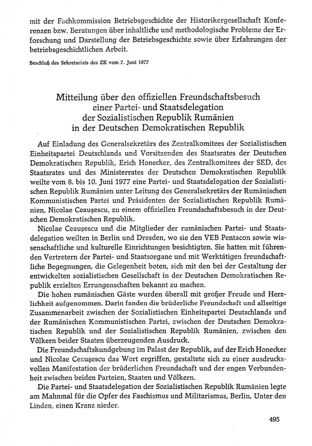 Dokumente der Sozialistischen Einheitspartei Deutschlands (SED) [Deutsche Demokratische Republik (DDR)] 1976-1977, Seite 495 (Dok. SED DDR 1976-1977, S. 495)
