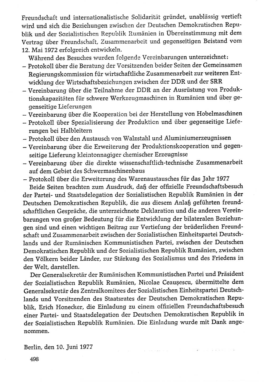 Dokumente der Sozialistischen Einheitspartei Deutschlands (SED) [Deutsche Demokratische Republik (DDR)] 1976-1977, Seite 498 (Dok. SED DDR 1976-1977, S. 498)