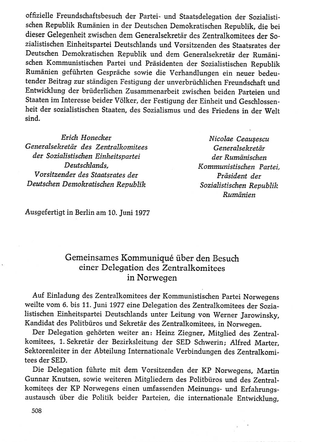 Dokumente der Sozialistischen Einheitspartei Deutschlands (SED) [Deutsche Demokratische Republik (DDR)] 1976-1977, Seite 508 (Dok. SED DDR 1976-1977, S. 508)