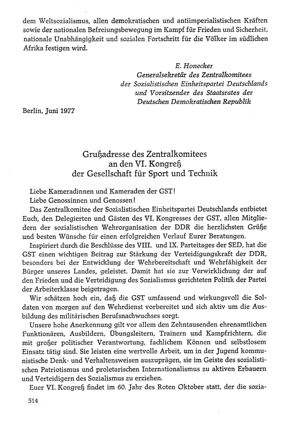 Dokumente der Sozialistischen Einheitspartei Deutschlands (SED) [Deutsche Demokratische Republik (DDR)] 1976-1977, Seite 514 (Dok. SED DDR 1976-1977, S. 514)
