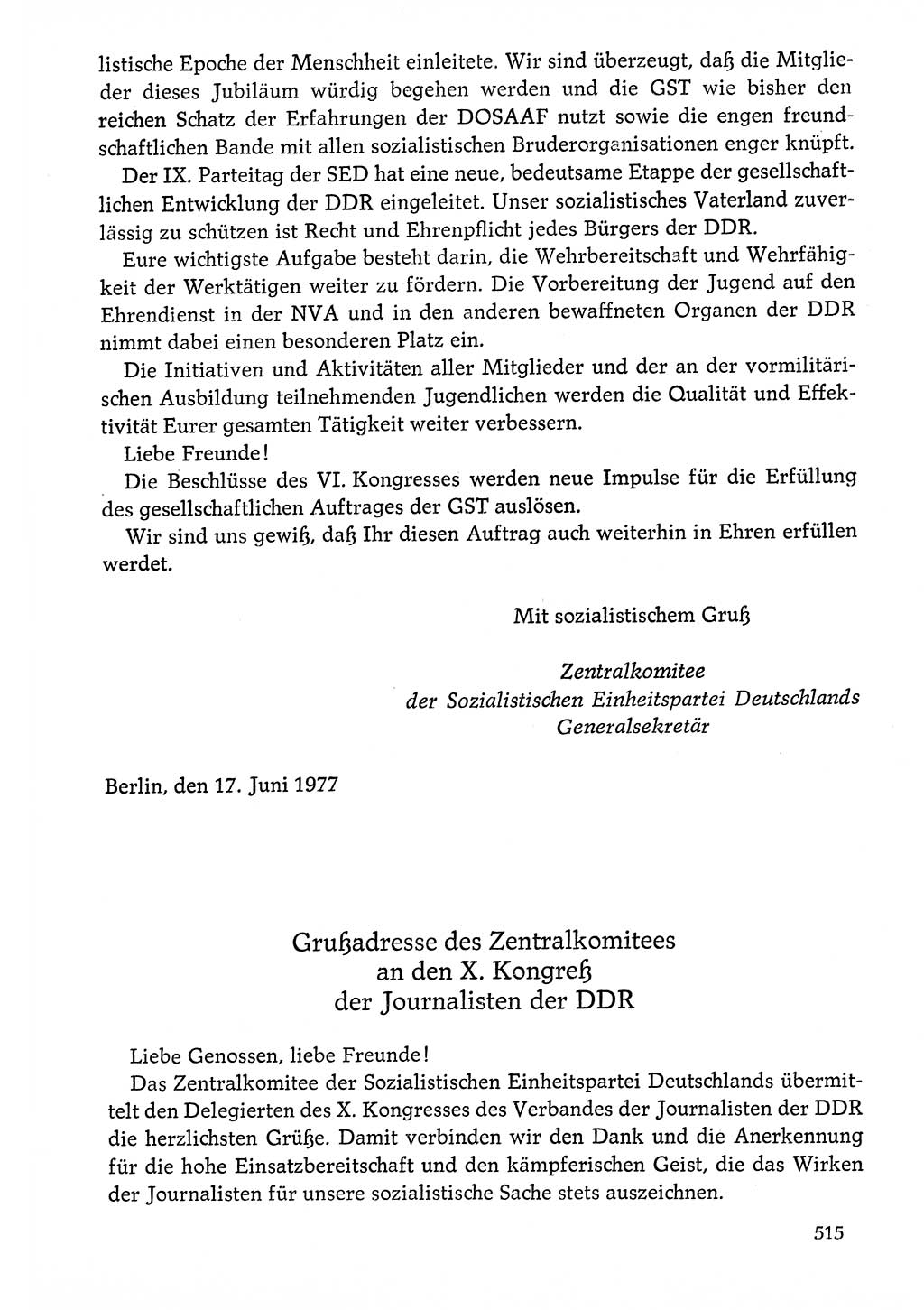 Dokumente der Sozialistischen Einheitspartei Deutschlands (SED) [Deutsche Demokratische Republik (DDR)] 1976-1977, Seite 515 (Dok. SED DDR 1976-1977, S. 515)