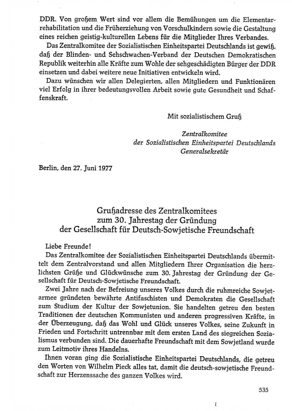 Dokumente der Sozialistischen Einheitspartei Deutschlands (SED) [Deutsche Demokratische Republik (DDR)] 1976-1977, Seite 535 (Dok. SED DDR 1976-1977, S. 535)