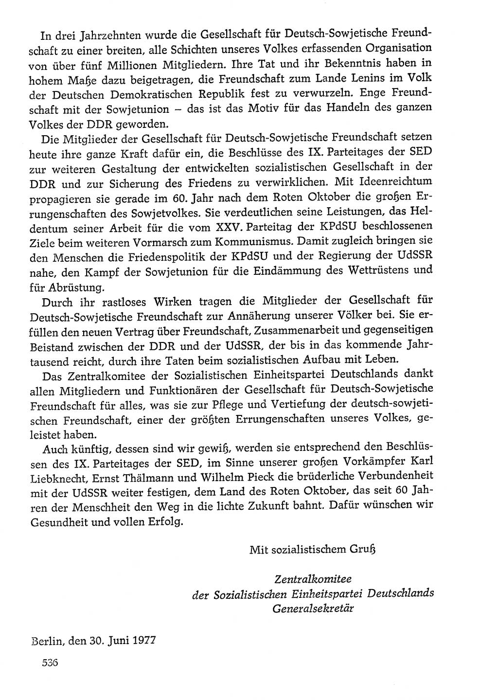 Dokumente der Sozialistischen Einheitspartei Deutschlands (SED) [Deutsche Demokratische Republik (DDR)] 1976-1977, Seite 536 (Dok. SED DDR 1976-1977, S. 536)