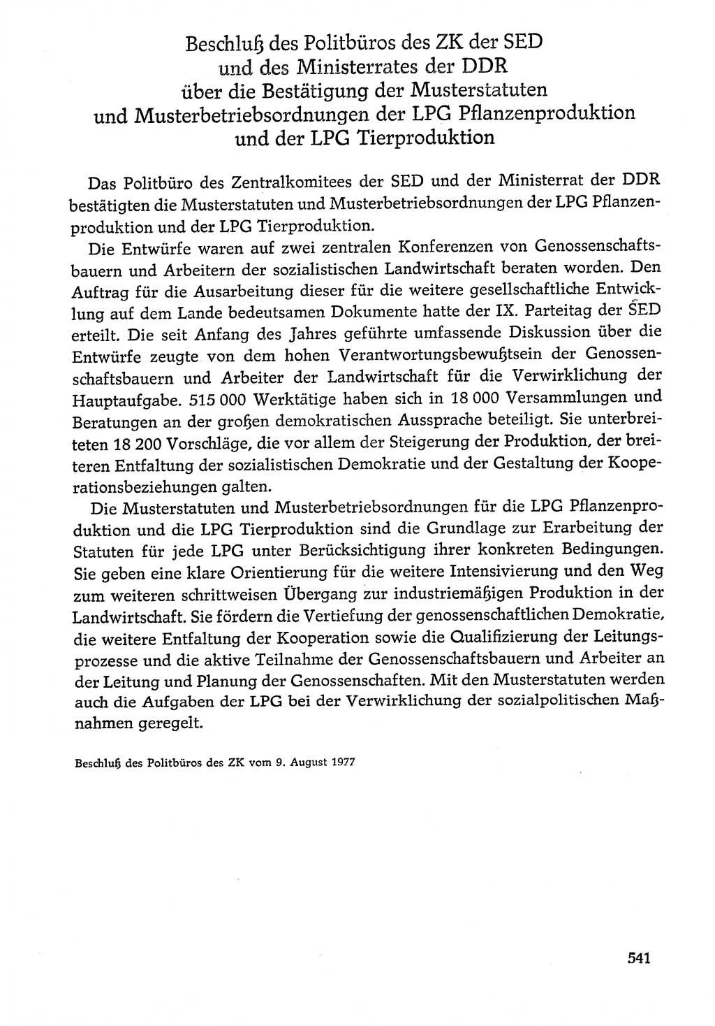 Dokumente der Sozialistischen Einheitspartei Deutschlands (SED) [Deutsche Demokratische Republik (DDR)] 1976-1977, Seite 541 (Dok. SED DDR 1976-1977, S. 541)