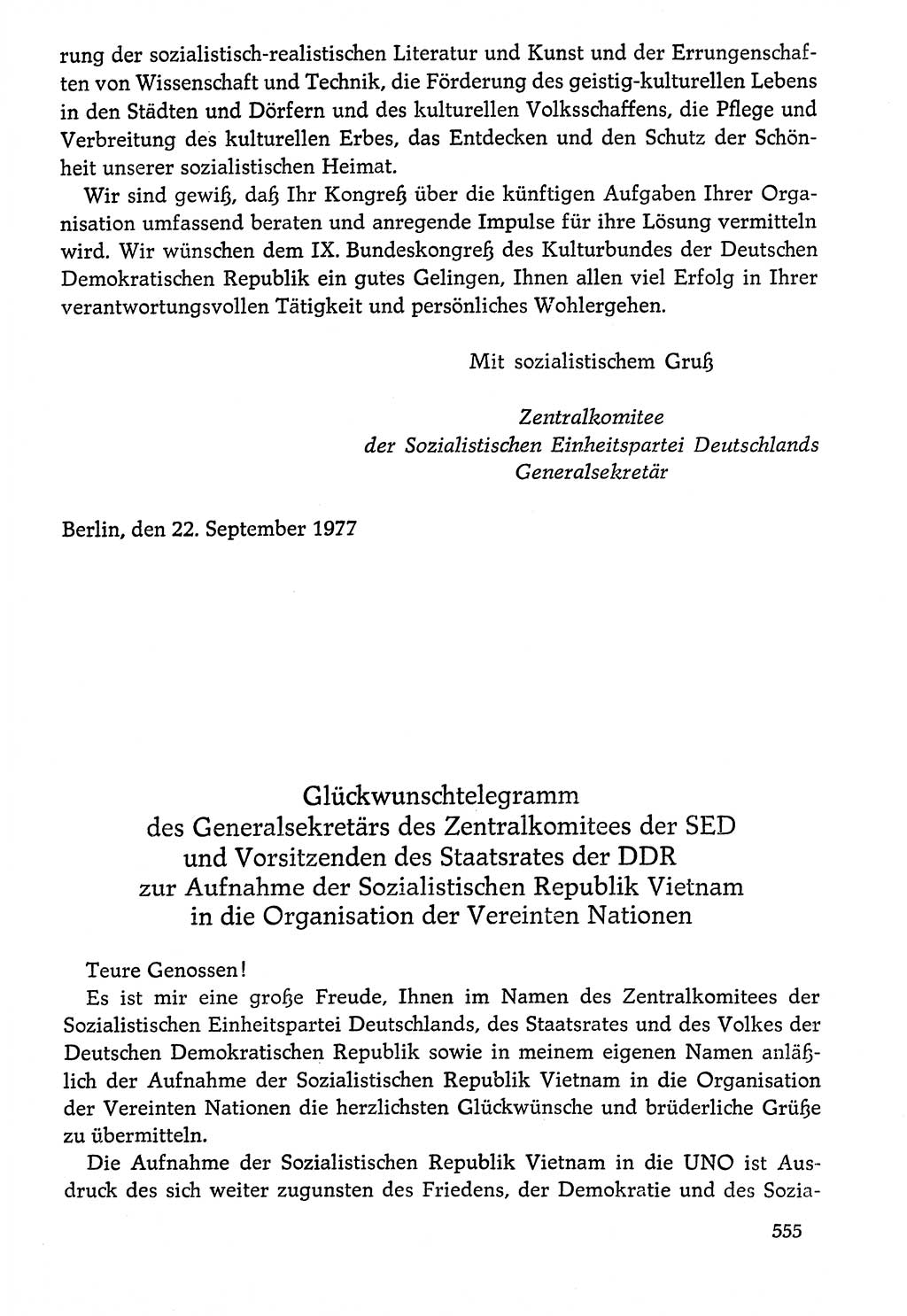 Dokumente der Sozialistischen Einheitspartei Deutschlands (SED) [Deutsche Demokratische Republik (DDR)] 1976-1977, Seite 555 (Dok. SED DDR 1976-1977, S. 555)