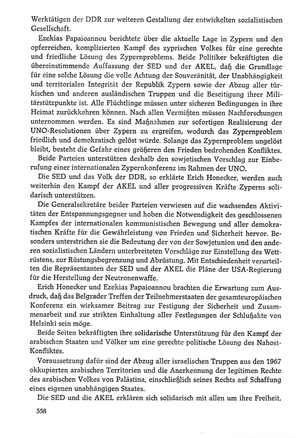 Dokumente der Sozialistischen Einheitspartei Deutschlands (SED) [Deutsche Demokratische Republik (DDR)] 1976-1977, Seite 558 (Dok. SED DDR 1976-1977, S. 558)