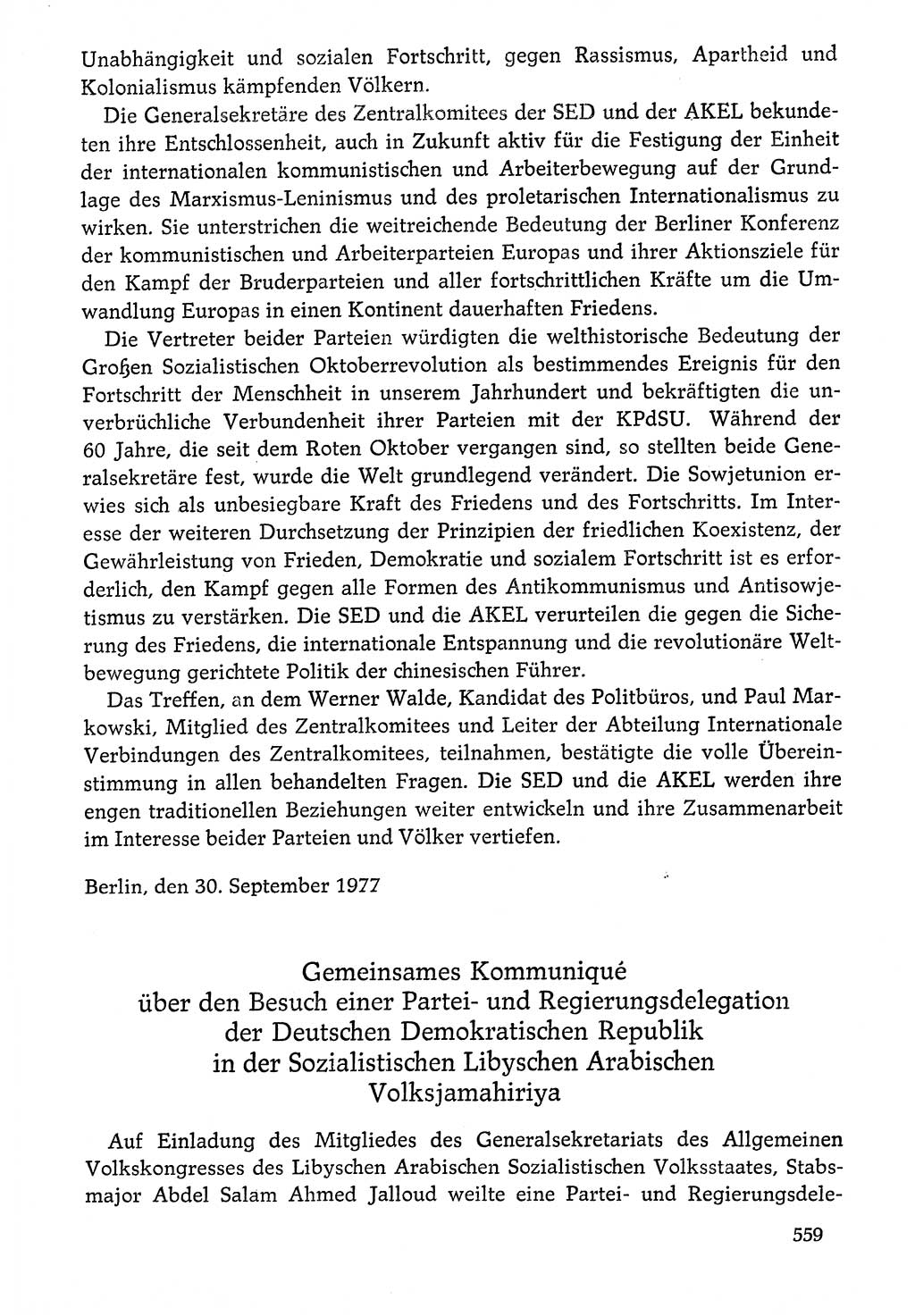 Dokumente der Sozialistischen Einheitspartei Deutschlands (SED) [Deutsche Demokratische Republik (DDR)] 1976-1977, Seite 559 (Dok. SED DDR 1976-1977, S. 559)