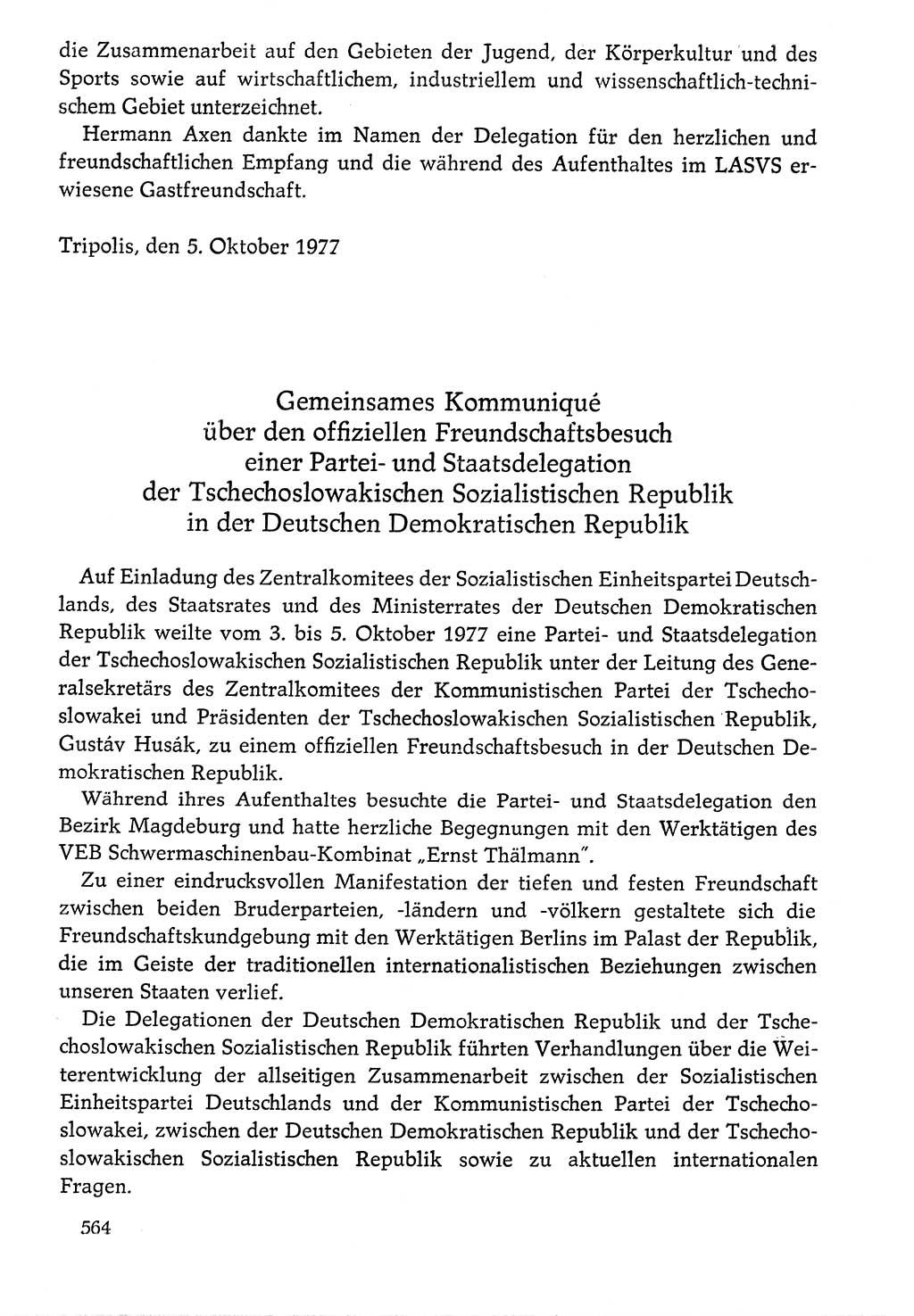 Dokumente der Sozialistischen Einheitspartei Deutschlands (SED) [Deutsche Demokratische Republik (DDR)] 1976-1977, Seite 564 (Dok. SED DDR 1976-1977, S. 564)