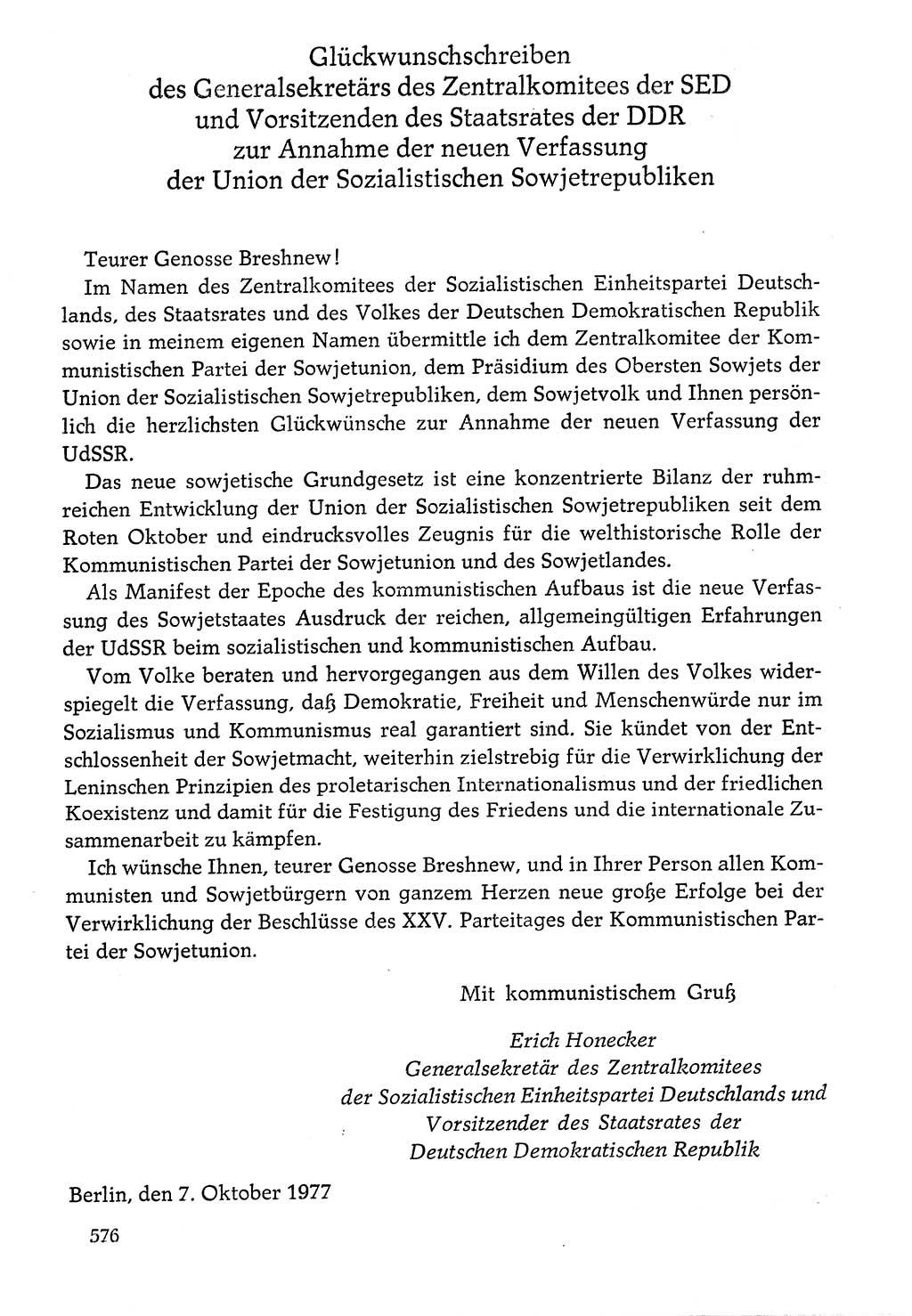 Dokumente der Sozialistischen Einheitspartei Deutschlands (SED) [Deutsche Demokratische Republik (DDR)] 1976-1977, Seite 576 (Dok. SED DDR 1976-1977, S. 576)
