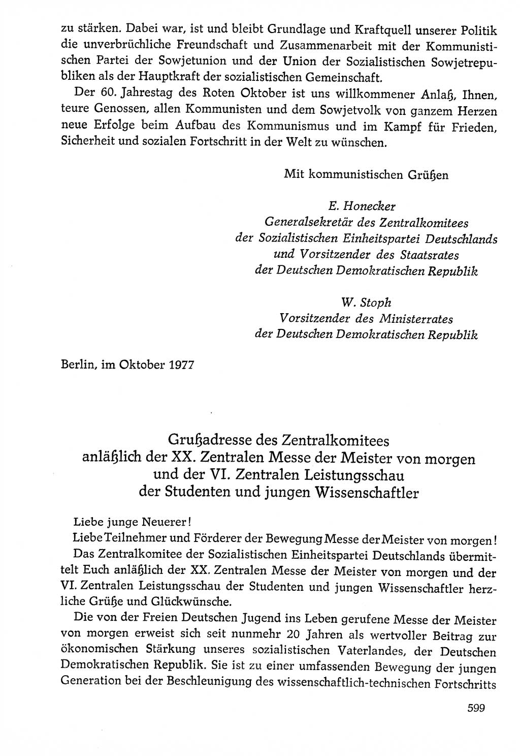Dokumente der Sozialistischen Einheitspartei Deutschlands (SED) [Deutsche Demokratische Republik (DDR)] 1976-1977, Seite 599 (Dok. SED DDR 1976-1977, S. 599)