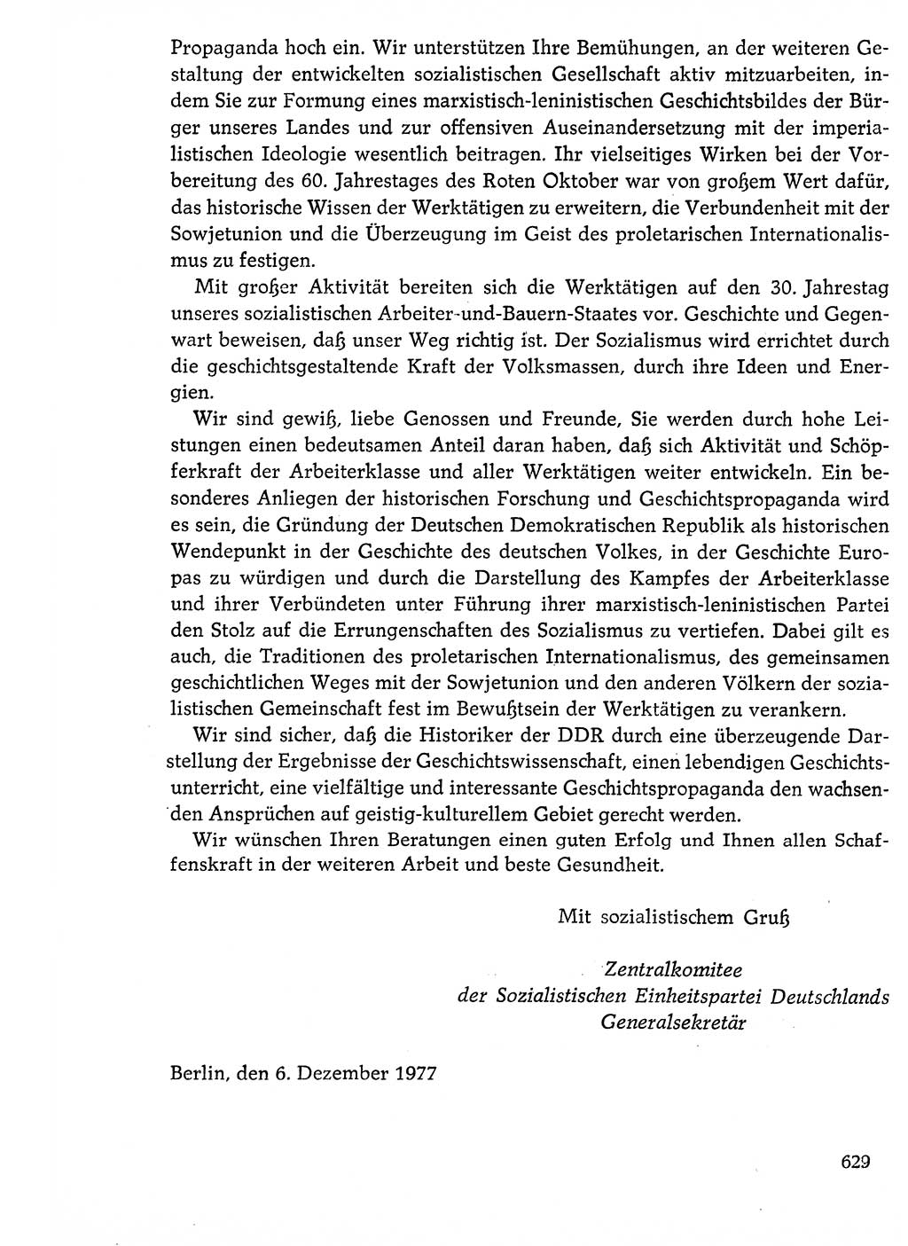 Dokumente der Sozialistischen Einheitspartei Deutschlands (SED) [Deutsche Demokratische Republik (DDR)] 1976-1977, Seite 629 (Dok. SED DDR 1976-1977, S. 629)