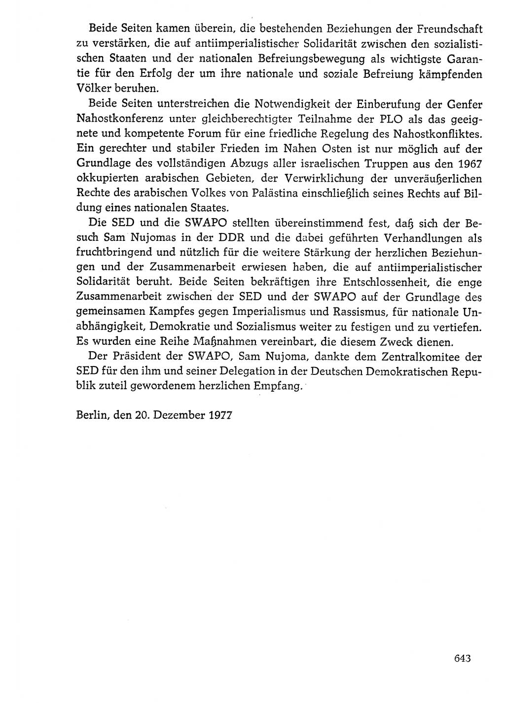 Dokumente der Sozialistischen Einheitspartei Deutschlands (SED) [Deutsche Demokratische Republik (DDR)] 1976-1977, Seite 643 (Dok. SED DDR 1976-1977, S. 643)