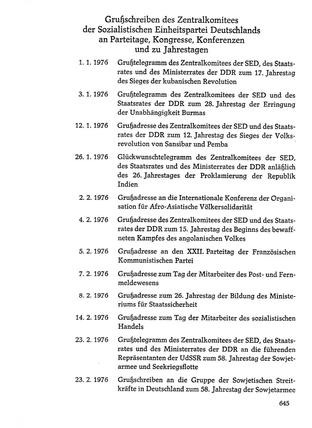 Dokumente der Sozialistischen Einheitspartei Deutschlands (SED) [Deutsche Demokratische Republik (DDR)] 1976-1977, Seite 645 (Dok. SED DDR 1976-1977, S. 645)