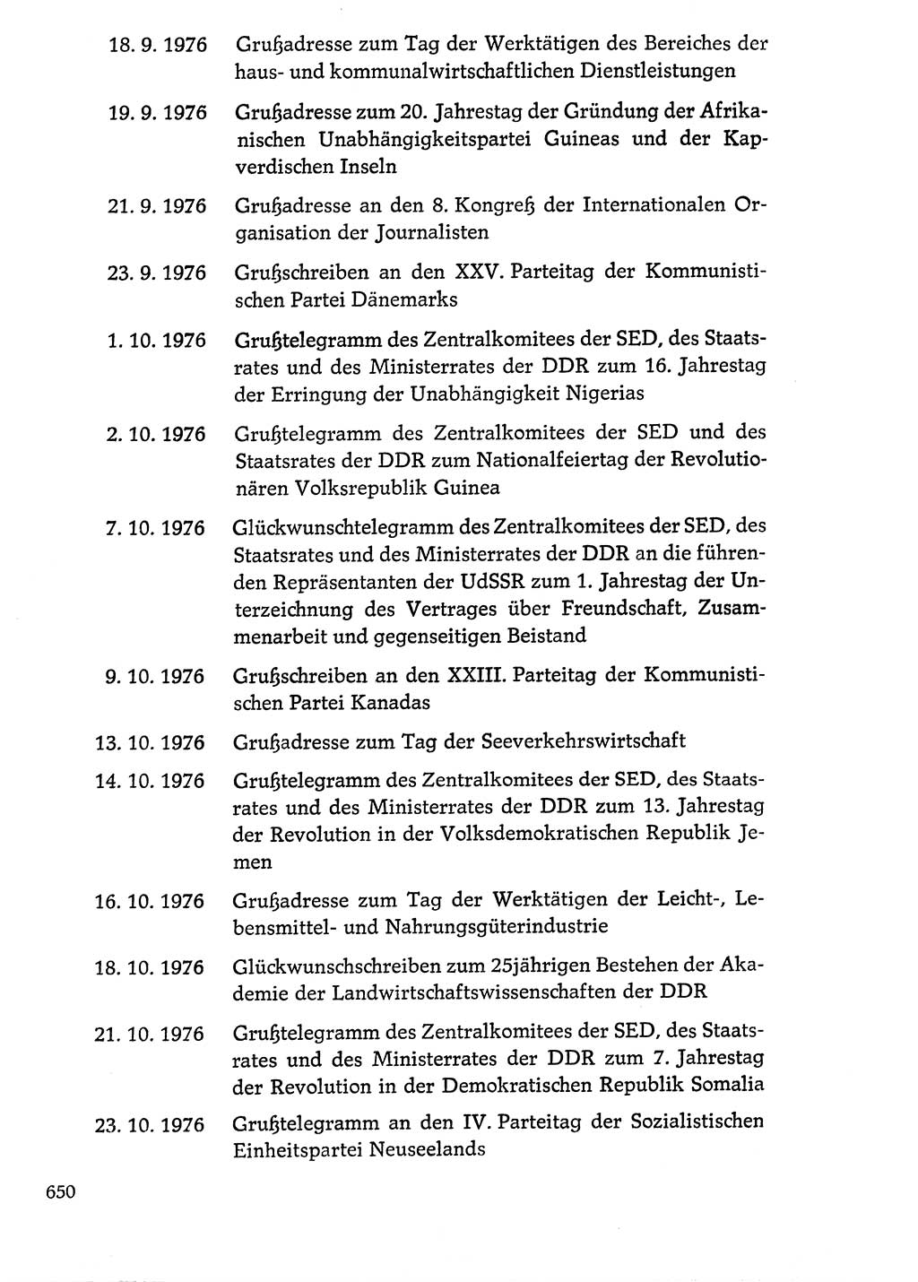 Dokumente der Sozialistischen Einheitspartei Deutschlands (SED) [Deutsche Demokratische Republik (DDR)] 1976-1977, Seite 650 (Dok. SED DDR 1976-1977, S. 650)